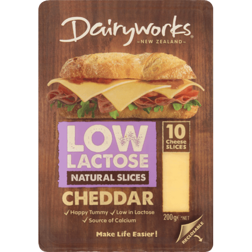 Dairyworks Low Lactose Natural Cheddar Cheese Slices