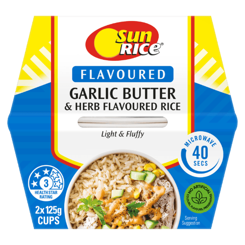 SunRice Garlic Butter & Herb Flavoured Rice Cups