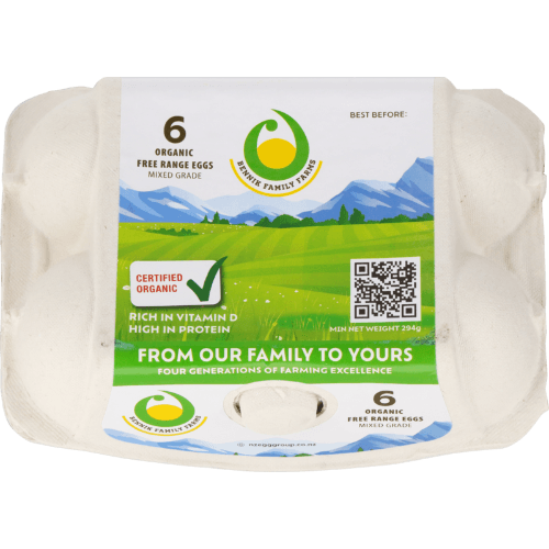 Bennik's Mixed Grade Organic Free Range Eggs 6 pack