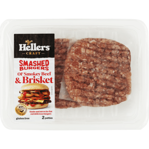 Hellers Craft Ol Smokey Beef & Brisket Smashed Burgers