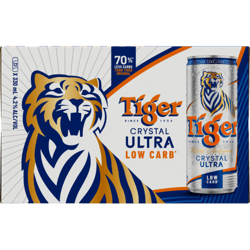 Tiger Crystal Ultra Low Carb Beer Cans