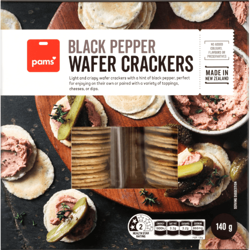 Pams Black Pepper Wafer Crackers Twin Pack