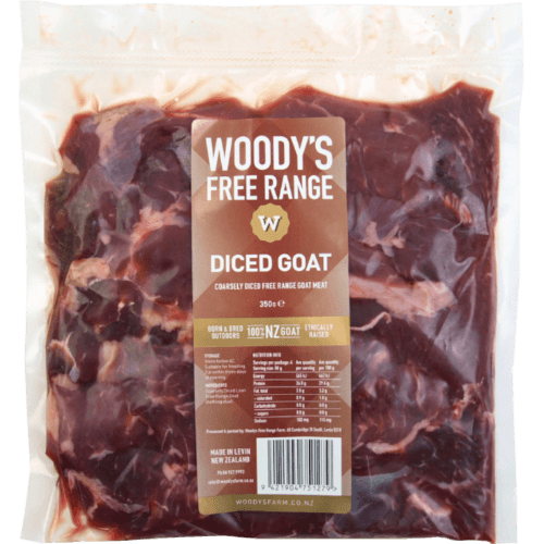 Woodys Free Range Diced Goat Steak 350 g