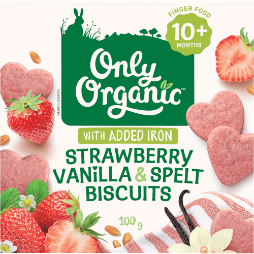 Only Organic Strawberry Vanilla & Spelt Biscuits 10+ Months