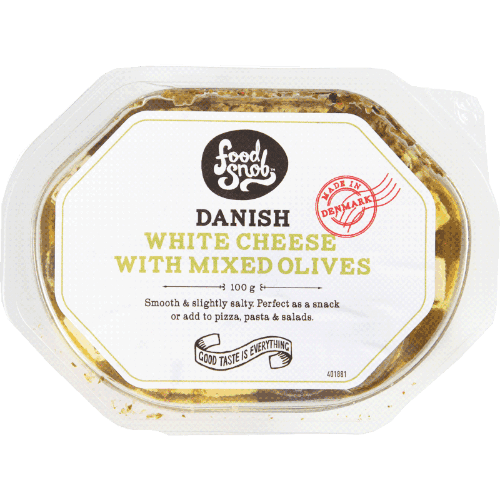 Food Snob Danish White Cheese With Mixed Olives