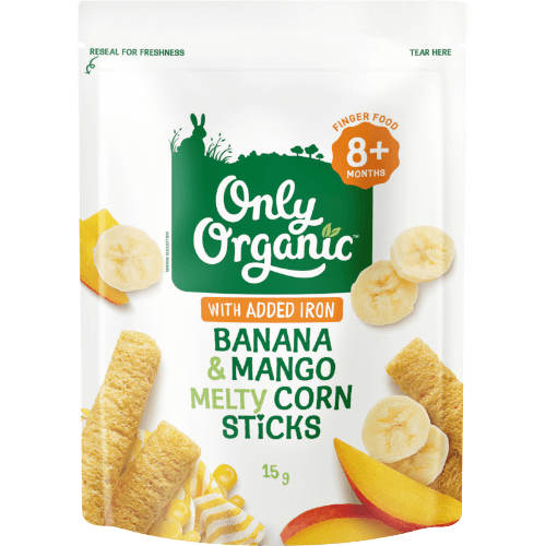 Only Organic Banana & Mango Melty Corn Sticks 8+ Months