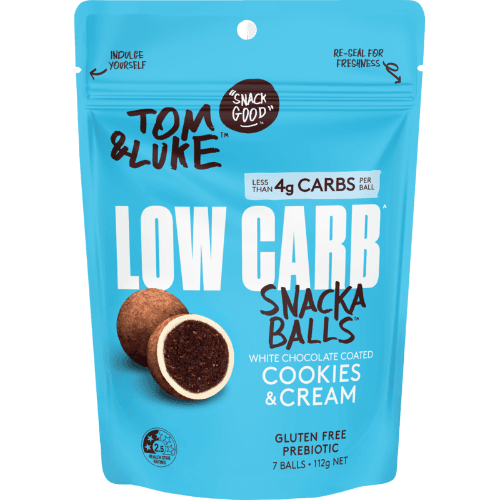 Tom & Luke White Chocolate Coated Cookie & Cream Low Carb Snackaballs