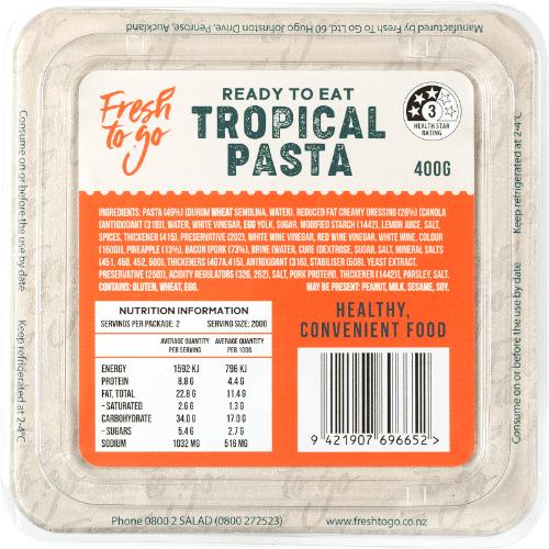 Fresh To Go Ready To Eat Tropical Pasta