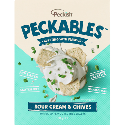 Peckish Peckables Sour Cream & Chives Bite-Sized Flavoured Rice Snacks