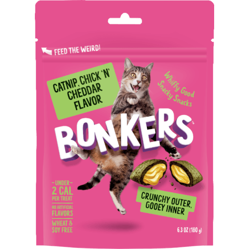 BONKERS Crunchy & Soft Catnip Chick N' Cheddar Flavoured Cat Treats