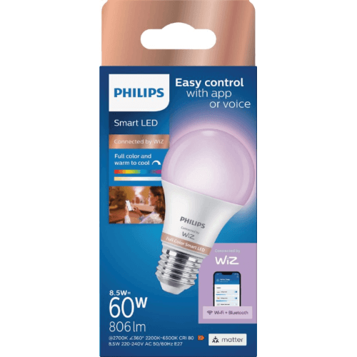 Philips Smart LED Full Colour 60W 806 Lumen Screw Bulb