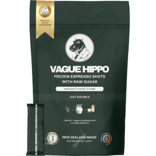 Vague Hippo Espresso and Raw Brown Sugar Coffee Bags 12 × 32 mL