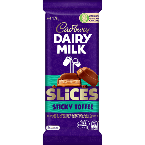 Cadbury Dairy Milk Slices Sticky Toffee Chocolate Block