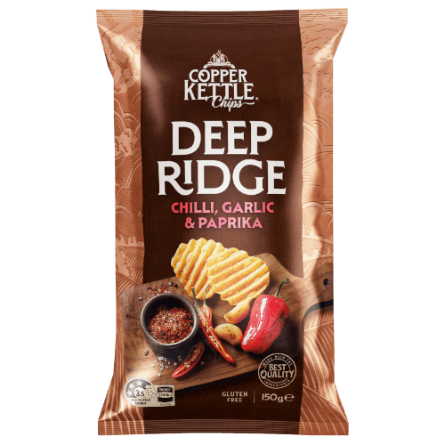 Copper Kettle Deep Ridge Chilli Garlic & Paprika Potato Chips