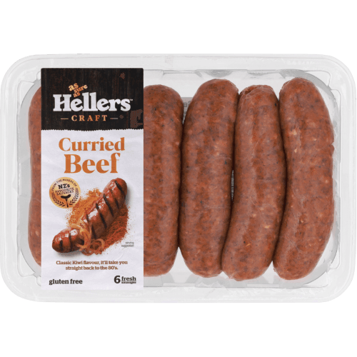 Hellers Curried Beef Sausage 6 pack