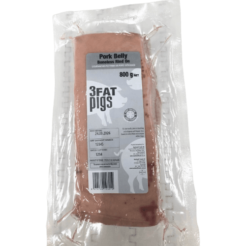 3 Fat Pigs Pork Belly Boneless Rind On
