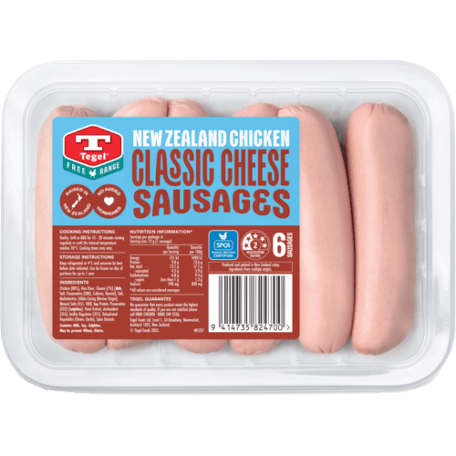Tegel Free Range New Zealand Chicken Classic Cheese Sausages