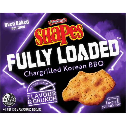 Arnott's Shapes Chargrilled Korean BBQ Fully Loaded Crackers
