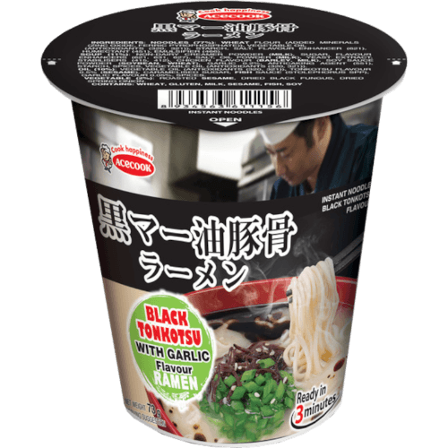 Acecook Black Tonkotsu with Garlic Flavour Ramen Noodles Cup
