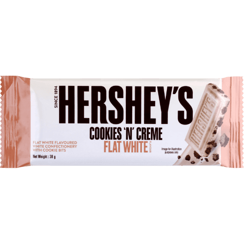 Hershey's Cookies 'N' Creme Flat White Chocolate Bar.