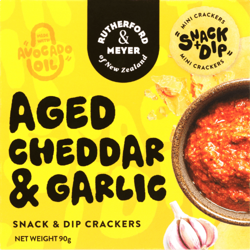Rutherford & Meyer Aged Cheddar & Garlic Snack & Dip Crackers