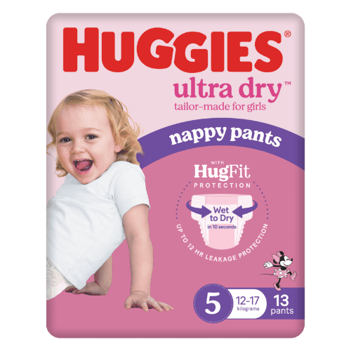 Huggies Ultra Dry Nappy Pants Walker Girl Size 5 12-17kg