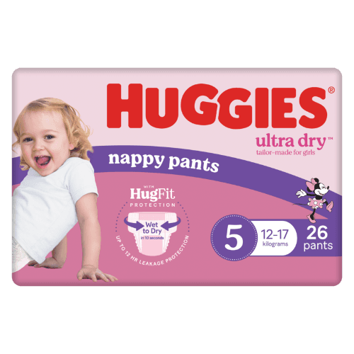 Huggies Ultra Dry Nappy Pants Walker Girl Size 5 12-17kg