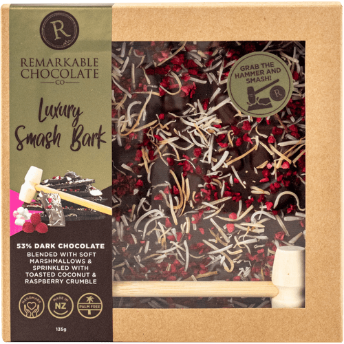The Remarkable Chocolate Co Luxury Smash Bark Choc Raspberry