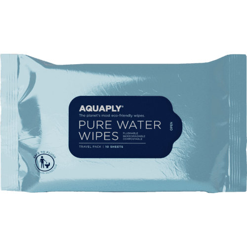 Aquaply Pure Water Flushable Wipes Travel Pack