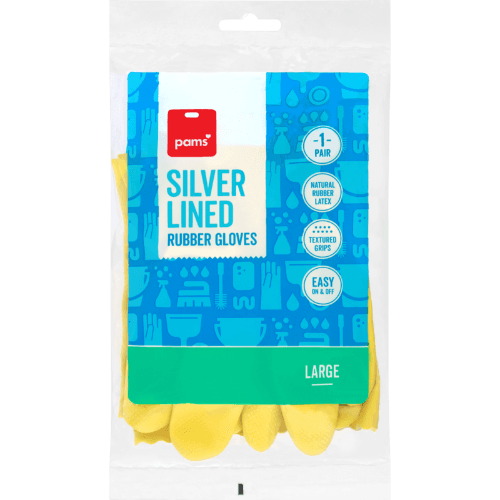 Pams Silver Lined Rubber Gloves Large