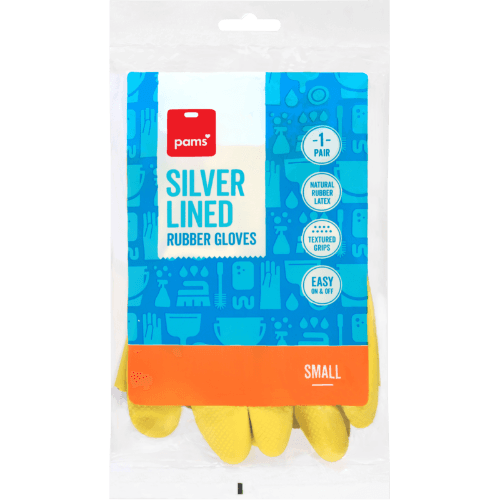 Pams Silver Lined Rubber Gloves Small