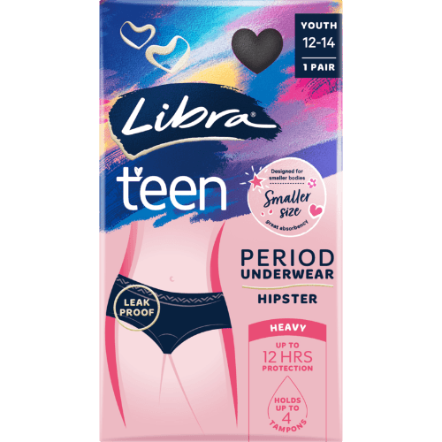 Libra Teen Hipster Black Period Undies 12-14 Years