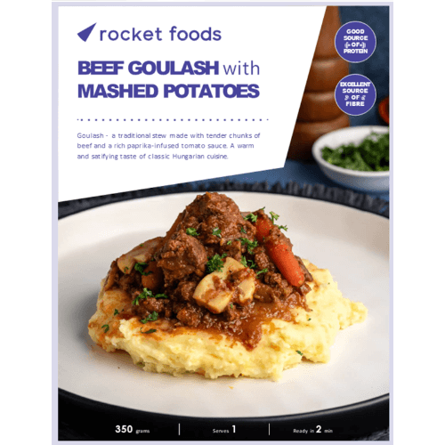 Rocket Foods Beef Goulash With Mashed Potatoes Ready Meal
