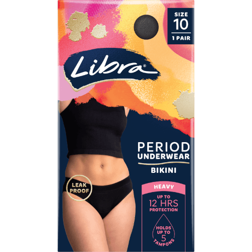 Libra Period Underwear Bikini Black Size 10