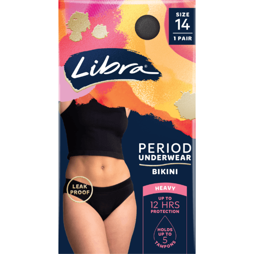 Libra Period Underwear Bikini Black Size 14