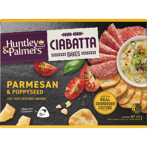 Huntley & Palmers Ciabatta Bakes Parmesan & Poppyseed Crackers