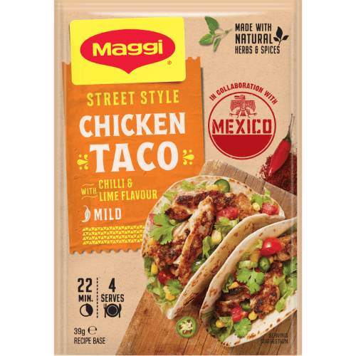 Maggi Mexico Street Style Chilli Lime Chicken Taco Recipe Base Sachet