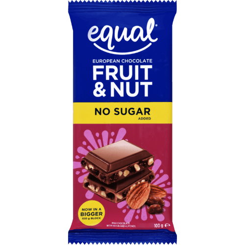 Equal No Sugar Added Fruit & Nut Chocolate Block
