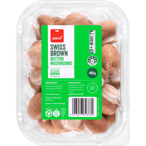 Pams Swiss Brown Button Mushrooms