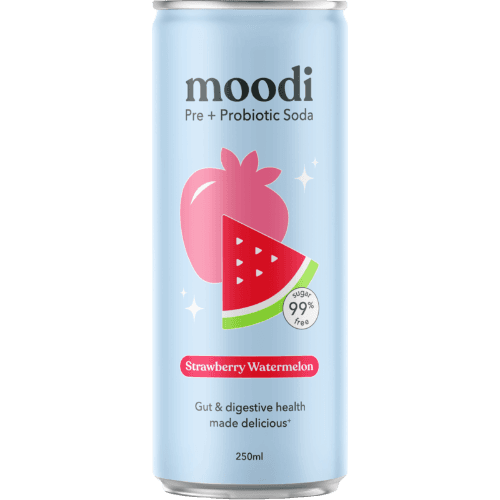 Moodi Strawberry Watermelon Pre + Probiotic Soda Drink