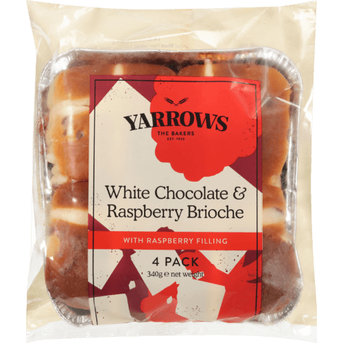 Yarrows White Chocolate & Raspberry Brioche Hot Cross Buns
