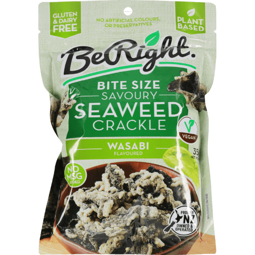 Be Right Wasabi Bite Size Savoury Seaweed Crackle Snack