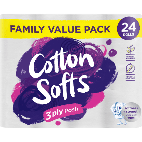 CottonSofts White Posh 3 Ply Toilet Tissue