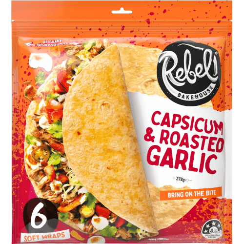 Rebel Bakehouse Capsicum & Roasted Garlic Soft Wraps