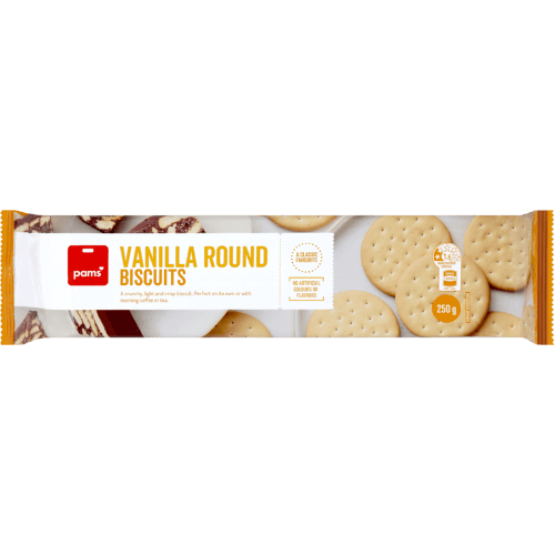 Pams Vanilla Round Biscuits 250 g