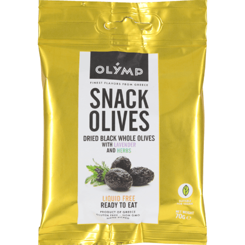 Olymp Dried Black Whole With Lavender And Herbs Snack Olives