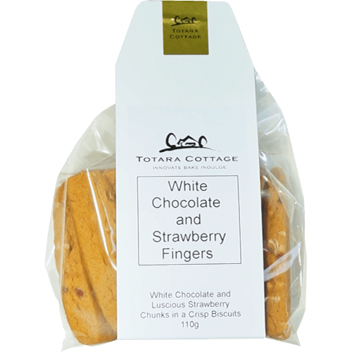 Totara Cottage White Chocolate & Strawberry Fingers Biscuits