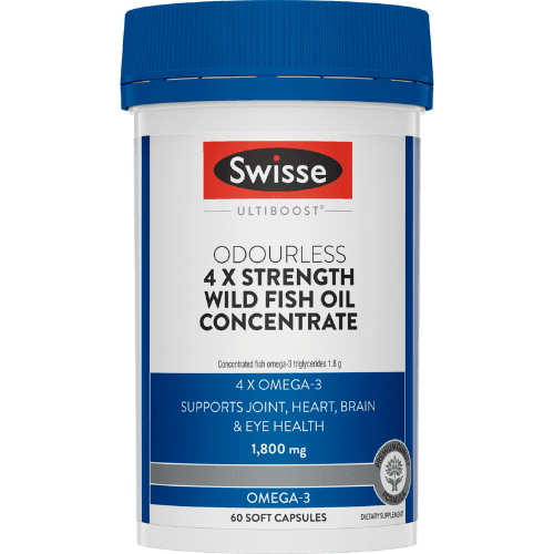 Swisse Ultiboost Odourless 4x Strength Wild Fish Oil Concentrate Soft Capsules