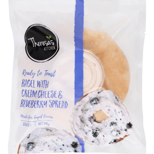Theresa's Kitchen Bagel With Cream Cheese & Blueberry