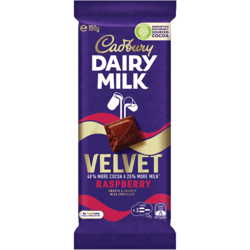 Cadbury Velvet Raspberry Dairy Milk Chocolate Block